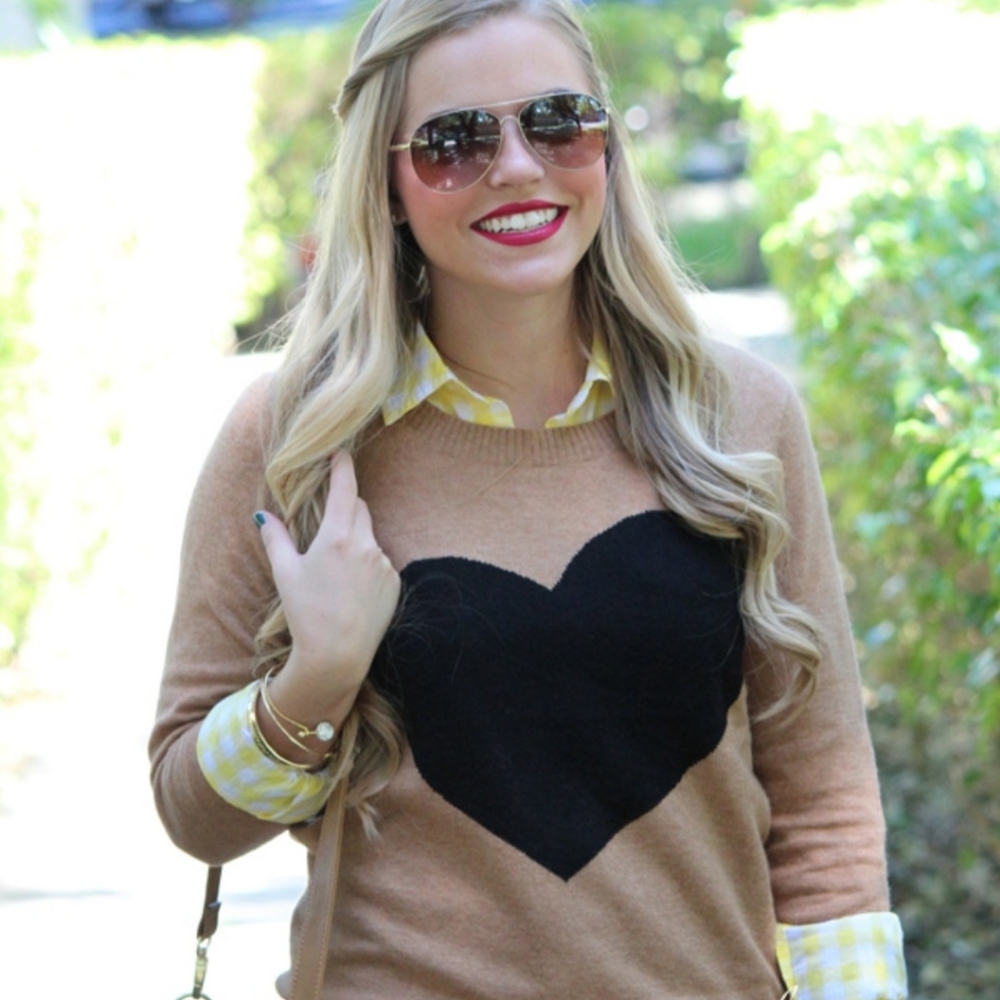 J crew  merino wool and alpaca heart sweater size M